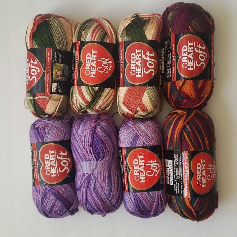 Red Heart Soft Yarns Lot of 8
